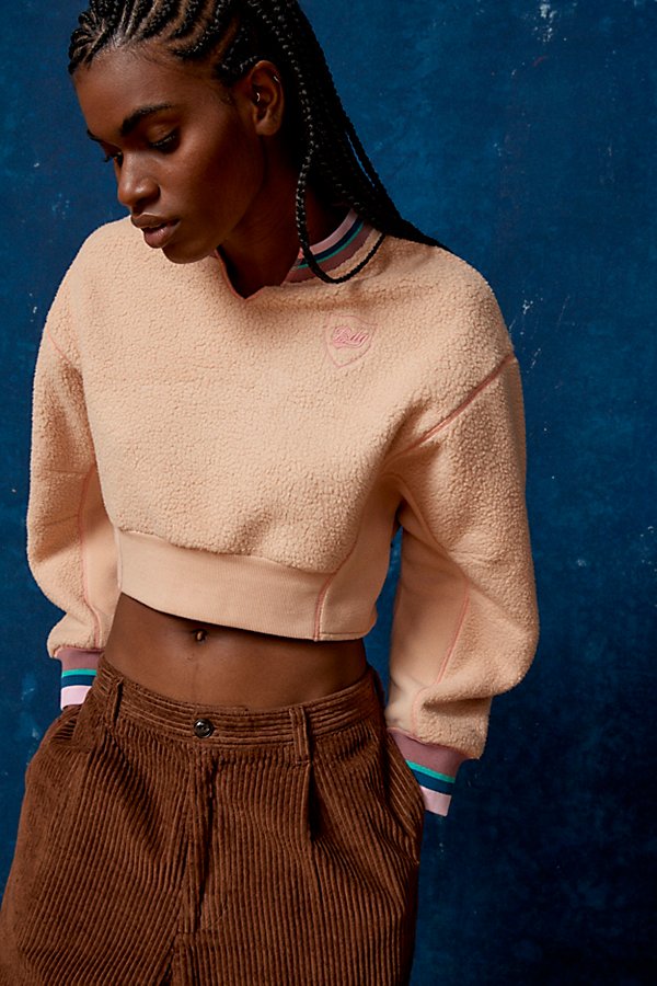 Bdg Collins Fleece Pullover Sweatshirt In Peach At Urban Outfitters
