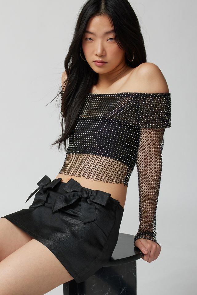 UO Diana Diamante Fishnet Off-The-Shoulder Top | Urban Outfitters Canada