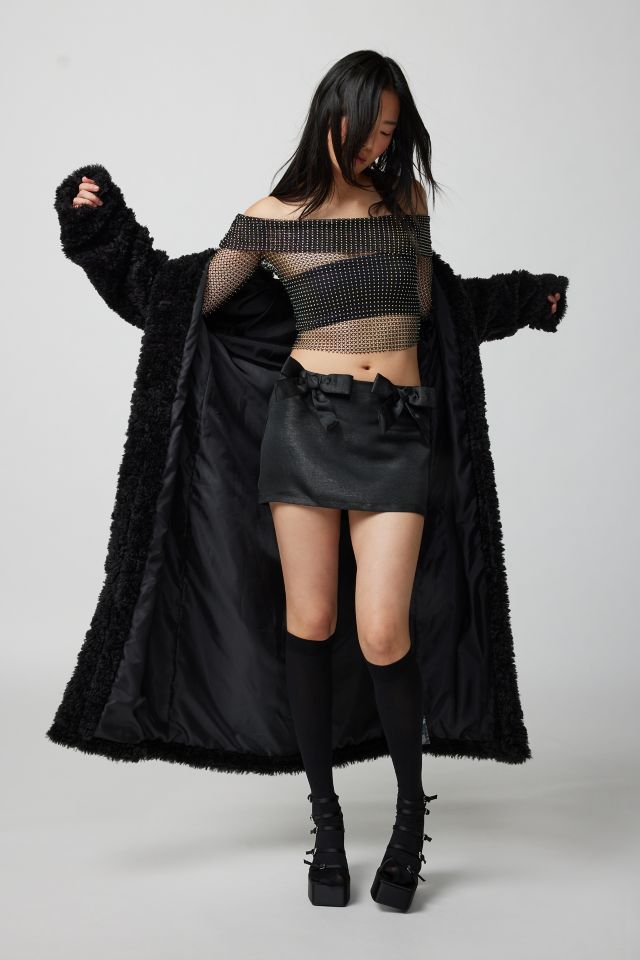 UO Diana Diamante Fishnet Off-The-Shoulder Top #1