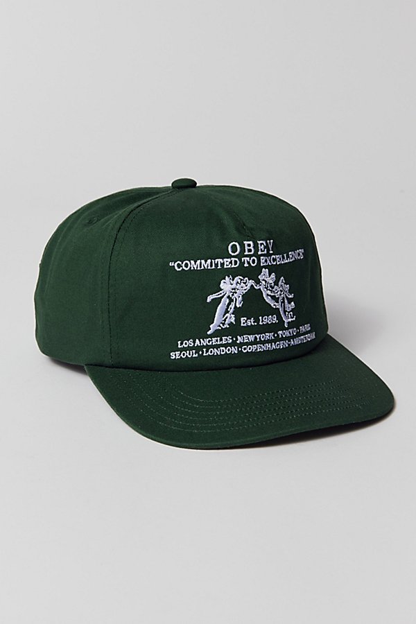 Shop Obey Excellence 5-panel Snapback Hat In Olive, Men's At Urban Outfitters