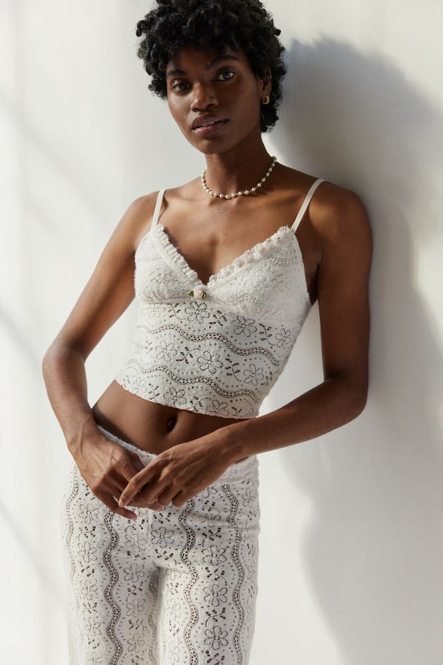 Out From Under Alessia Sheer Lace Midi Dress In Ivory,at Urban Outfitters  in White