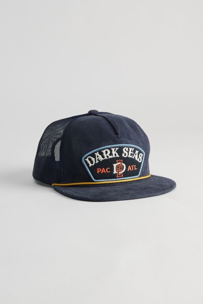 Dark Seas Lyon Corduroy Trucker Hat In Navy, Men's At Urban Outfitters