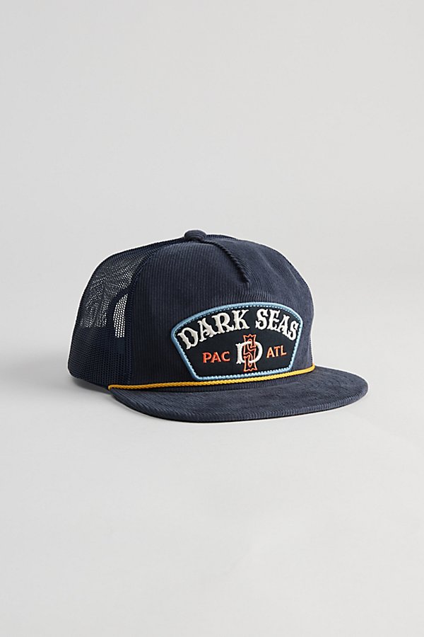 Dark Seas Lyon Corduroy Trucker Hat In Navy, Men's At Urban Outfitters In Blue