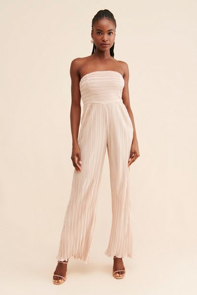 Rare London Plisse Wide Leg Jumpsuit