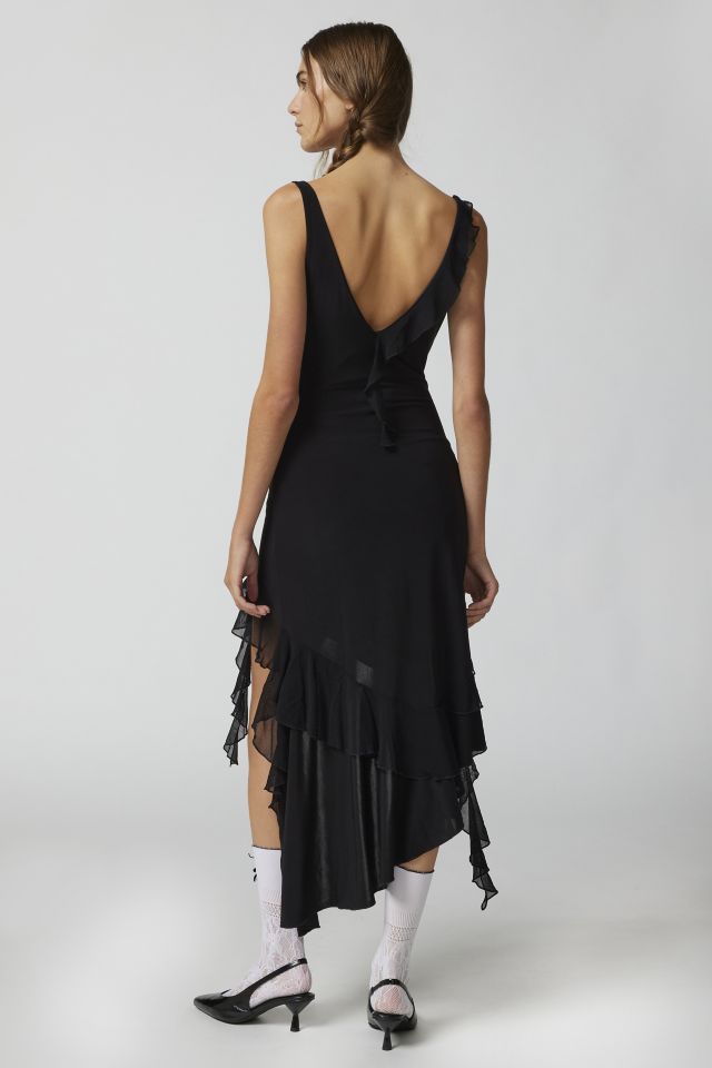 UO Annie Drapey Ruffle Midi Dress #3