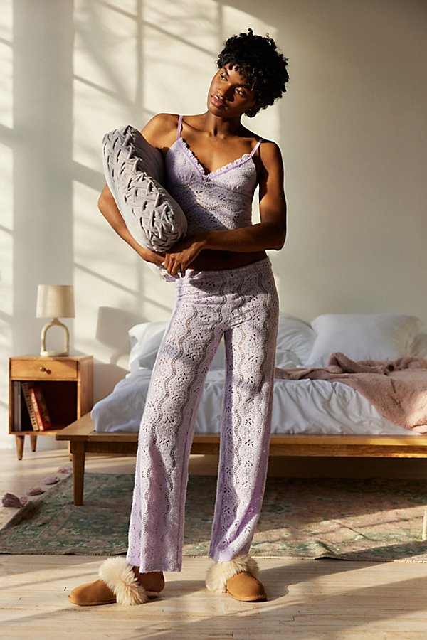 Out From Under Caroline Cozy Lace Lounge Pant In Lavender, Women's At Urban Outfitters