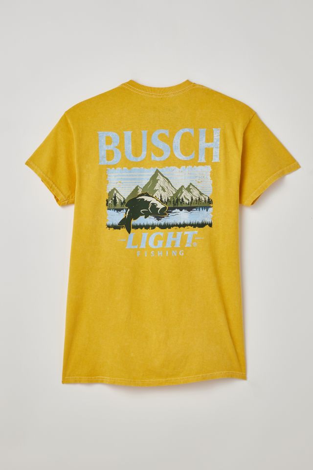 Busch Light Fishing Tee in Yellow Cotton, Men's M at Urban Outfitters