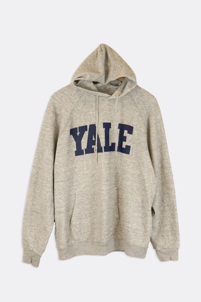 Vintage Yale Large Block Lettering Navy Font Hooded Sweatshirt Urban Outfitters