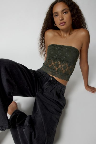 Urban Renewal Remnants Lace Tube Top In Green