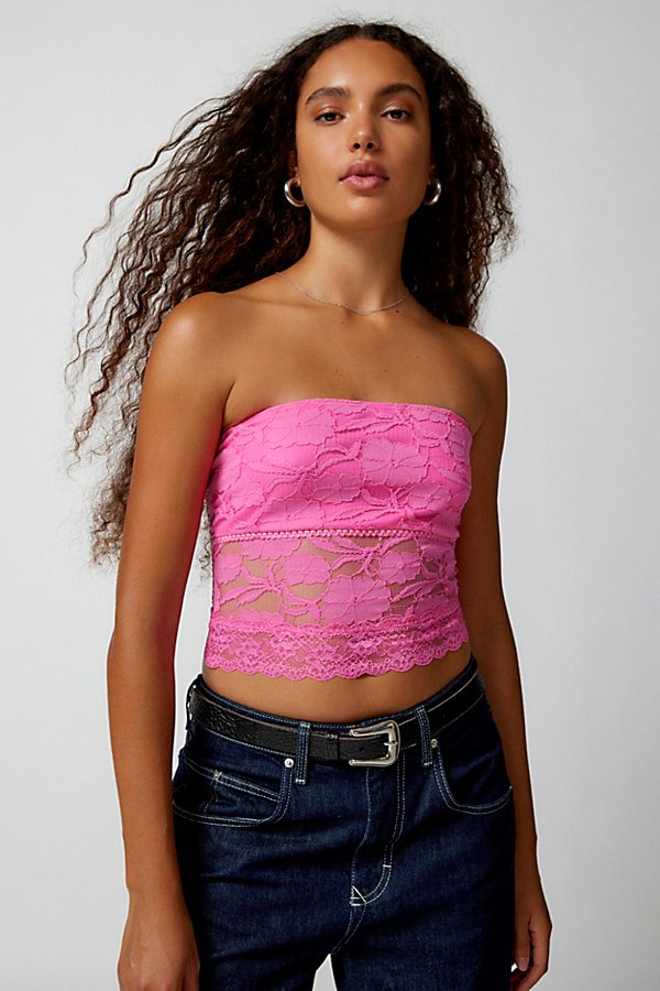 Urban Renewal Remnants Lace Tube Top In Pink