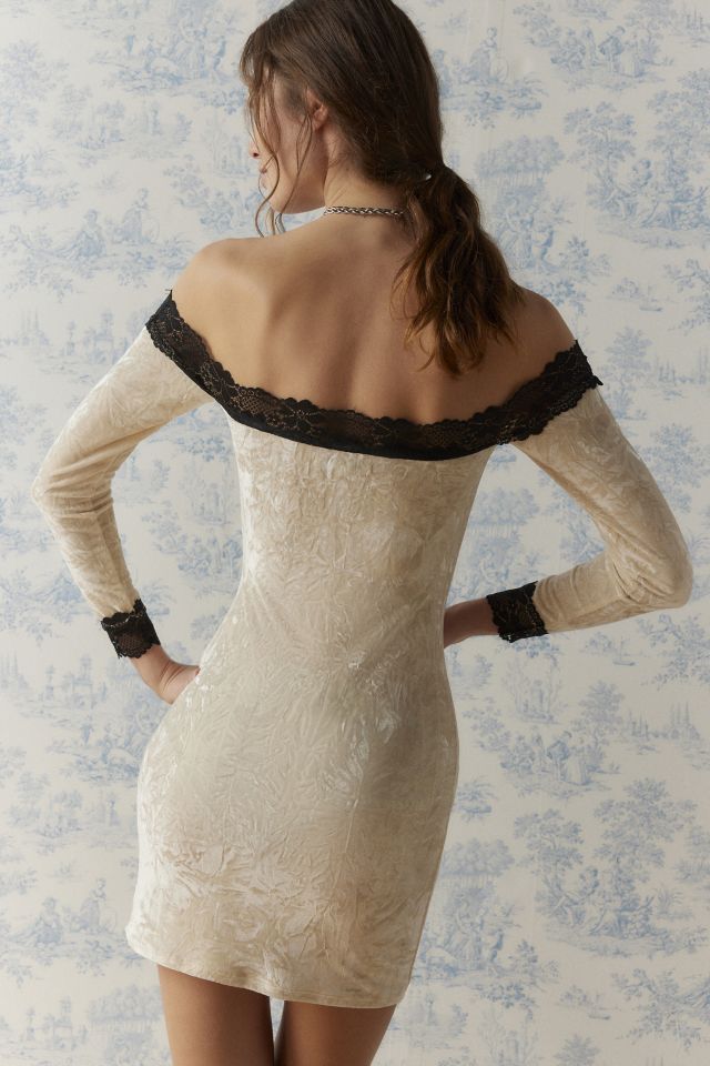 Robe Mini en Velours et Dentelle Ryder Kimchi Blue #3