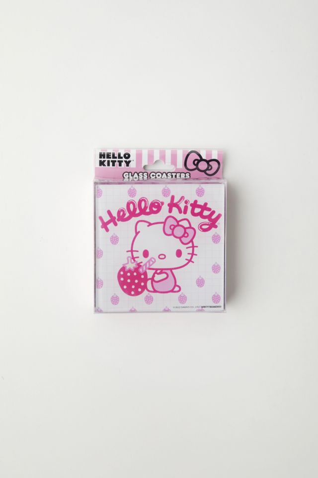 Sanrio Hello Kitty Strawberry Milk Glass Coaster Set #3