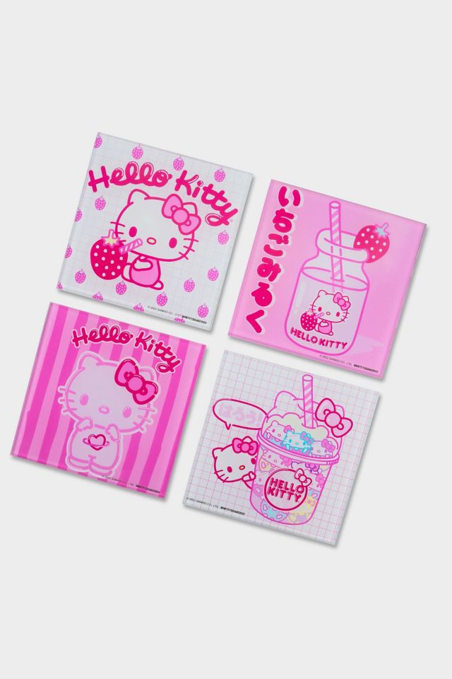 Sanrio Hello Kitty Strawberry Milk Glass Coaster Set #4