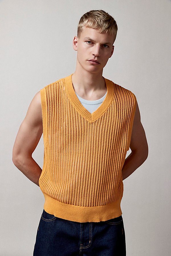 Bdg Beach Sweater Vest In Orange, Men's At Urban Outfitters