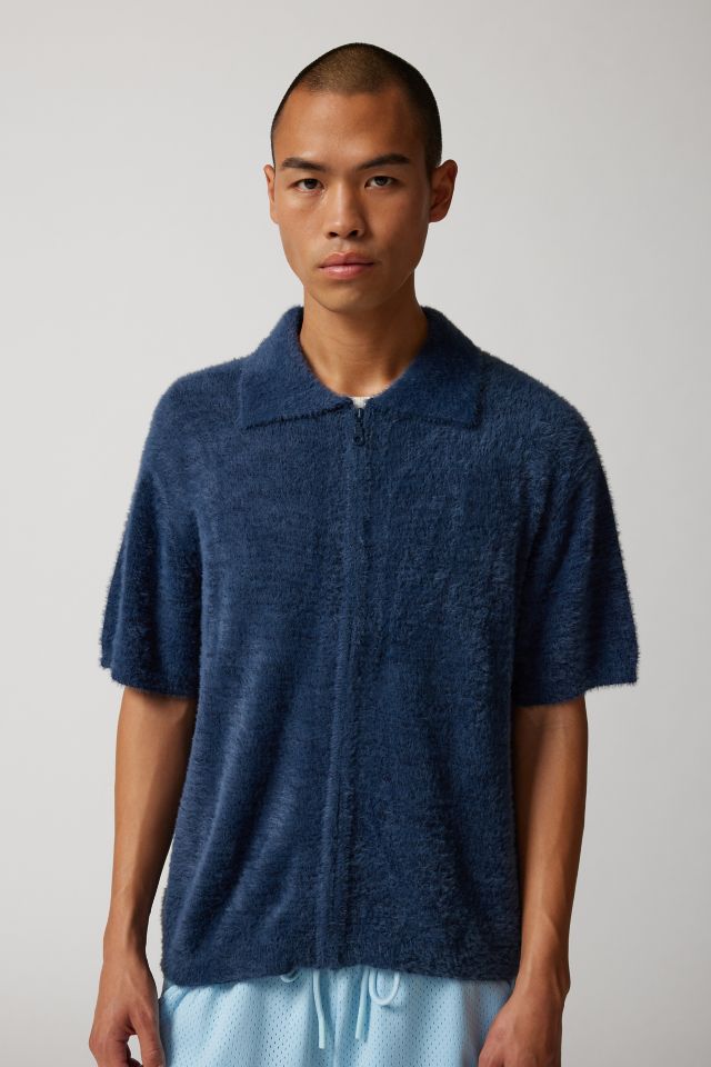 Standard Cloth Fuzzy Polo Short Sleeve Sweater | Urban Outfitters Standard Cloth Fuzzy Polo Short Sleeve Sweater | Urban Outfitters