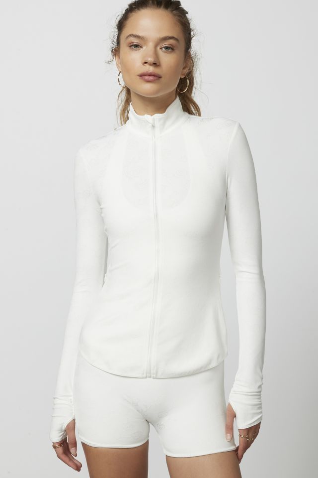 Women's Floral Turtleneck Top - Off-White