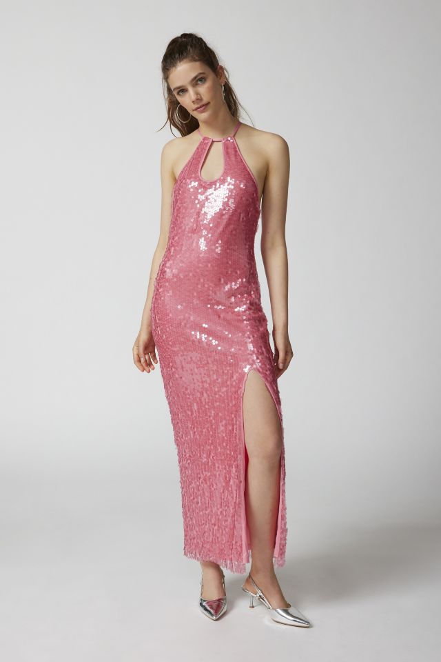 UO Harley Sequin Halter Maxi Dress