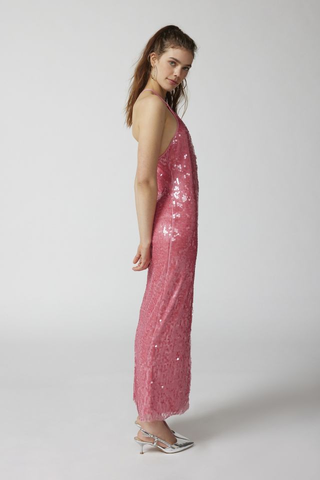 UO Harley Sequin Halter Maxi Dress