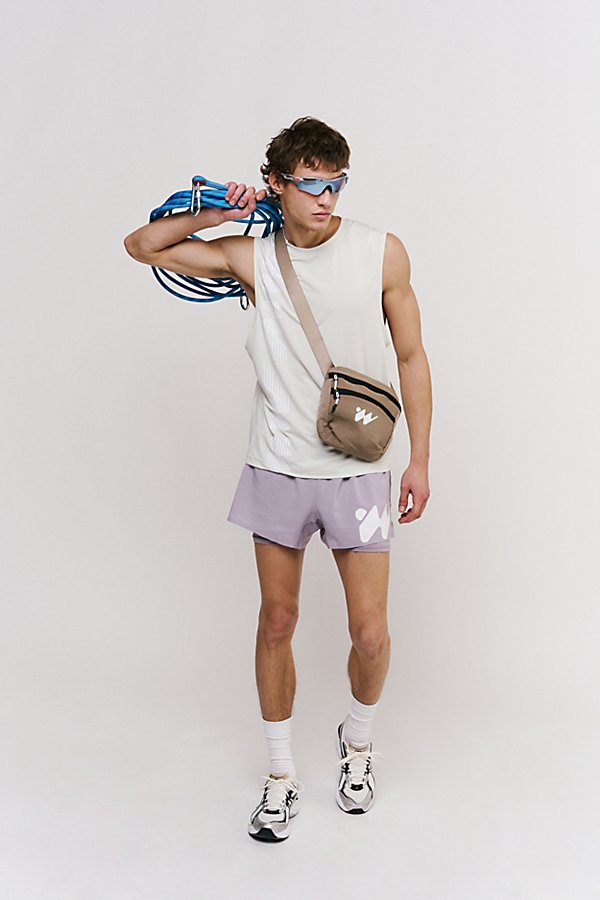 Without Walls Double Layer Printed Running Short In Mauve, Men's At Urban Outfitters