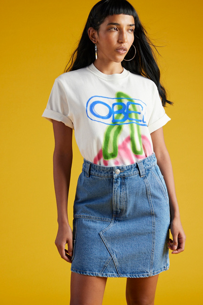 OBEY Rebuilt Denim Carpenter Mini Skirt | Urban Outfitters