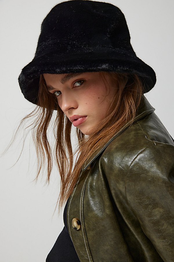 Urban Outfitters Extra Furry Bucket Hat In Black, Women's At