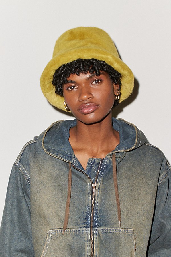 Urban Outfitters Extra Furry Bucket Hat In Chartreuse, Women's At  In Green