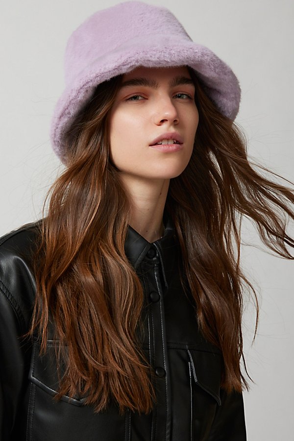 Urban Outfitters Extra Furry Bucket Hat In Lavender, Women's At  In Purple
