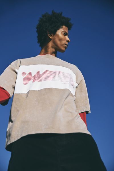 Without Walls Paneled Graphic Tee In Taupe, Men's At Urban Outfitters