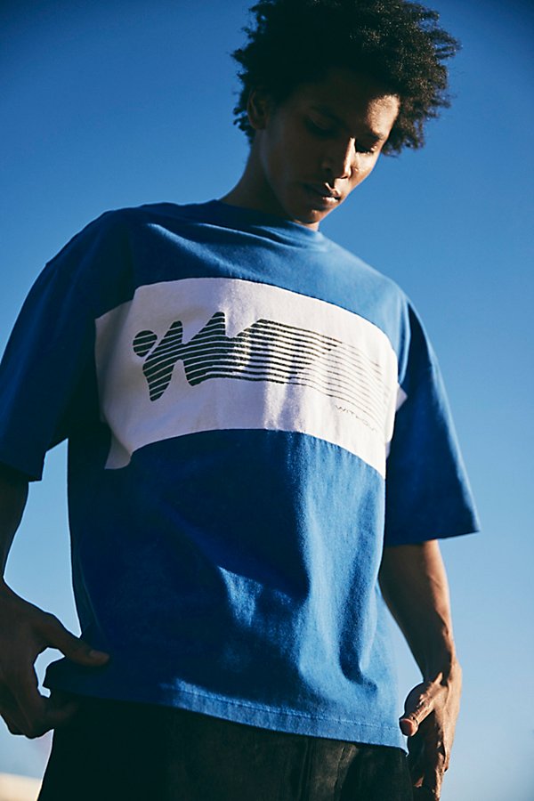 Without Walls Paneled Block Graphic Tee In Blue, Men's At Urban Outfitters
