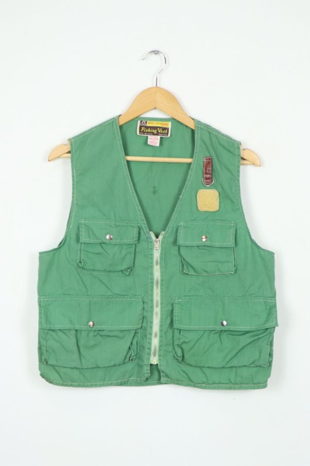 Vintage Columbia Sportswear Green Fly Fishing Vest Tackle Size