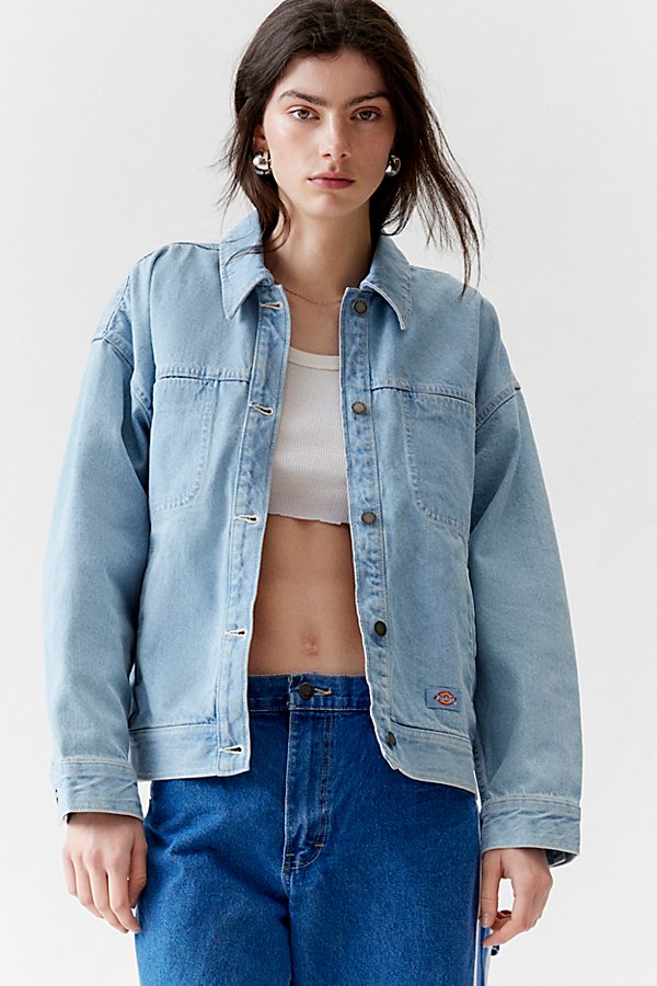 Shop Dickies Herndon Denim Trucker Jacket In Light Blue, Women's At Urban Outfitters