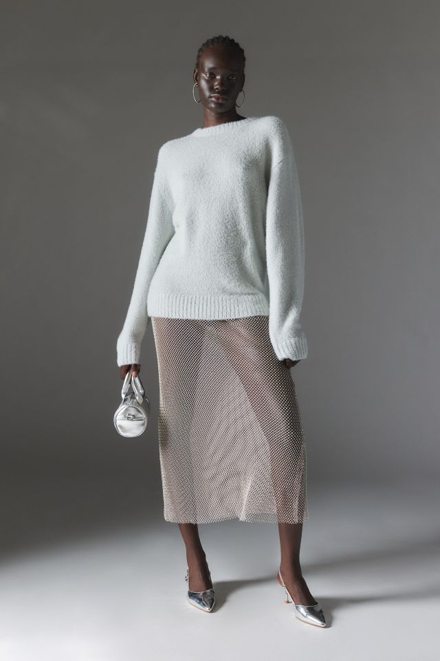 Silence + Noise Sheer Diamante Fishnet Maxi Skirt | Urban Outfitters