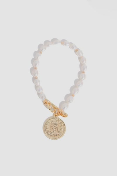 Joey Baby 18k Gold Plated Freshwater Pearls With A Coin Pendant - Giorgia Pearl Bracelet - Size M