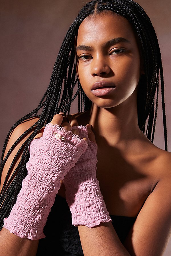 Urban Outfitters Rosette Shirred Fingerless Glove In Pink, Women's At