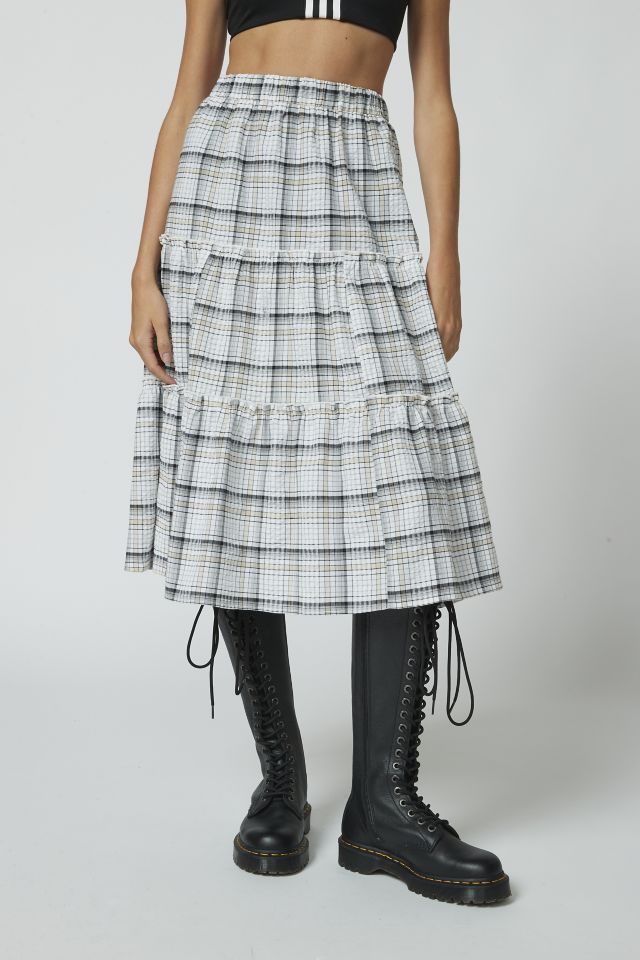 Urban Renewal Remnants Tiered Plaid Maxi Skirt #1