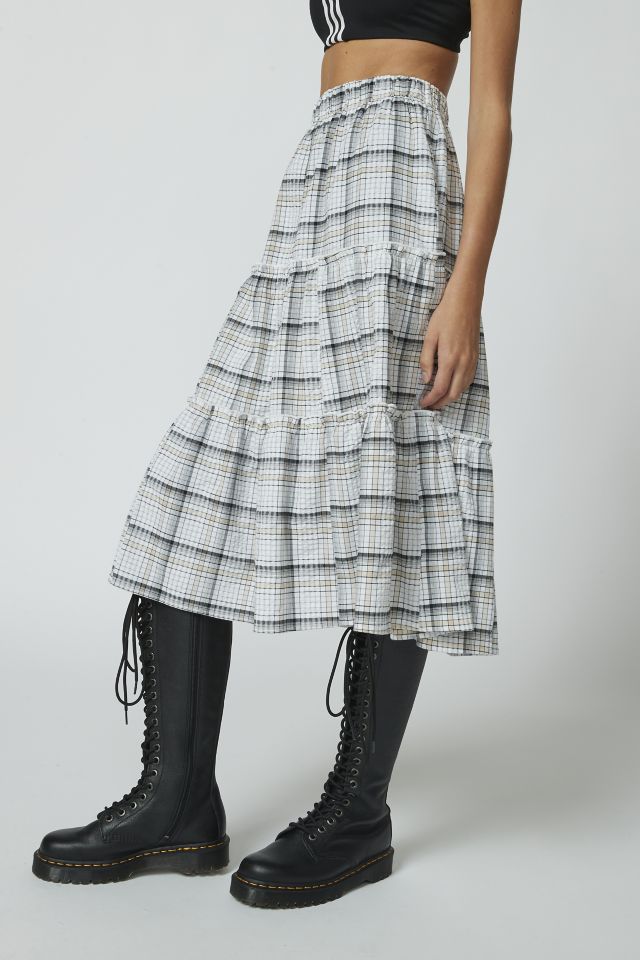 Urban Renewal Remnants Tiered Plaid Maxi Skirt #3