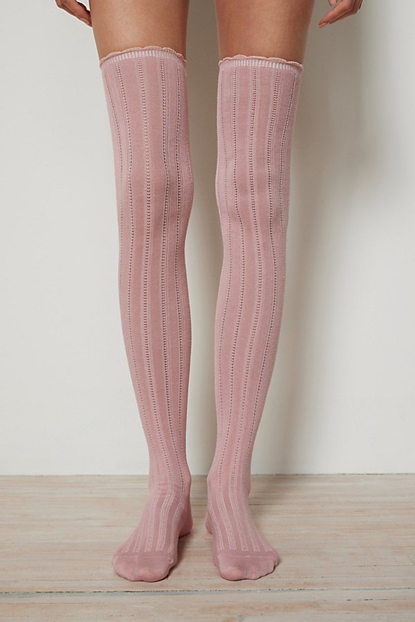 Urban Outfitters Pointelle Over-the-knee Sock In Pink, Women's At