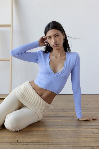 Out From Under Claudia Seamless Henley Top In Lavender, Women's At Urban Outfitters