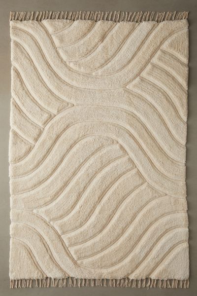 Shop Urban Outfitters Marlowe Carved Hilo Tufted Rug In Cream At