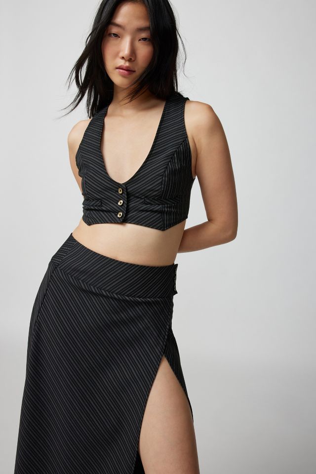 UO Morrison Pinstripe Top & Midi Skirt Set #1