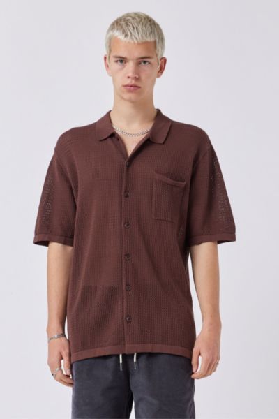 Barney Cools Knit Holiday Shirt In Aubergine