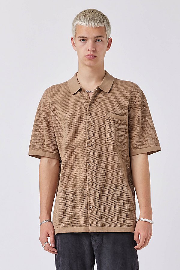 Barney Cools Knit Holiday Shirt Top In Dk Tan, Men's At Urban Outfitters