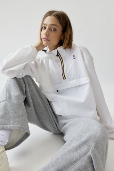 Shop K-way Le Vrai Leon 3.0 Half-zip Windbreaker Jacket In White At Urban Outfitters