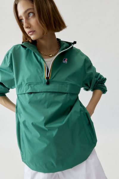 K-way Le Vrai Leon 3.0 Half-zip Windbreaker Jacket In Dark Green At Urban Outfitters