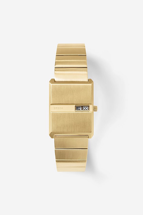 Breda Pulse Stainless Steel Metal Bracelet Quartz Watch In Gold, Men's At Urban Outfitters