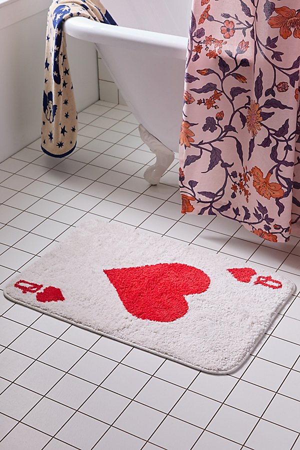 Urban Outfitters Queen Of Hearts Bath Mat In White At  In Neutral