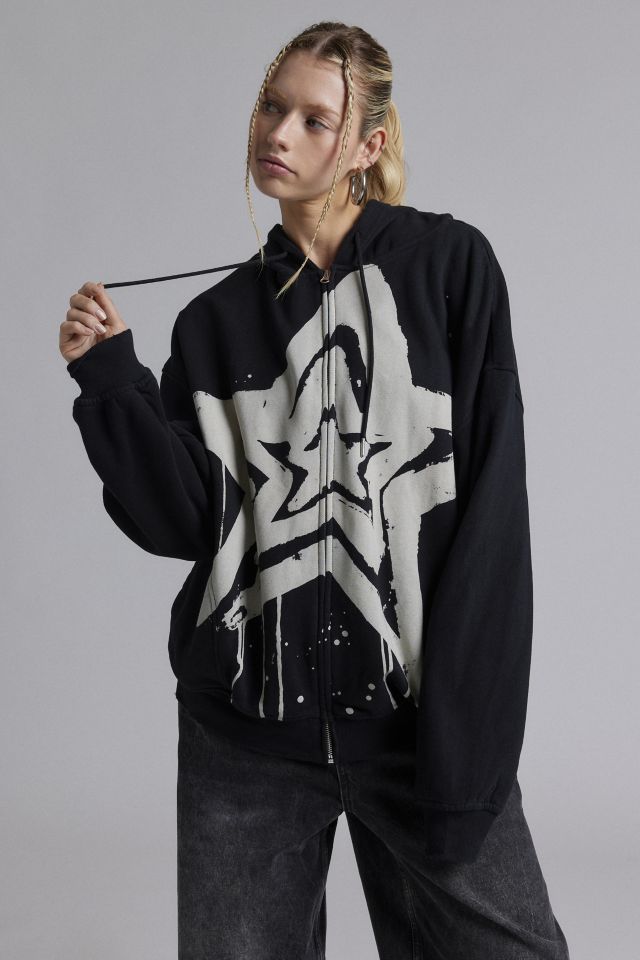 UO Bleached Star Zip-Up Hoodie Sweatshirt | Urban Outfitters Canada