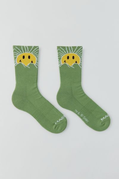 Shop Market X Smiley Sunrise Crew Sock In Green, Men's At Urban Outfitters