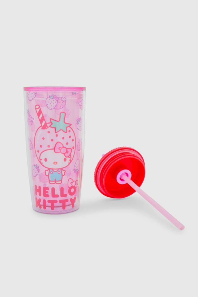 Sanrio Hello Kitty Strawberry Frosted Glass Tumbler