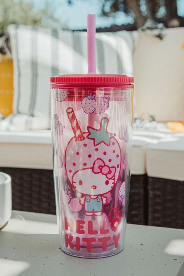 Sanrio Hello Kitty Strawberry Frosted Glass Tumbler